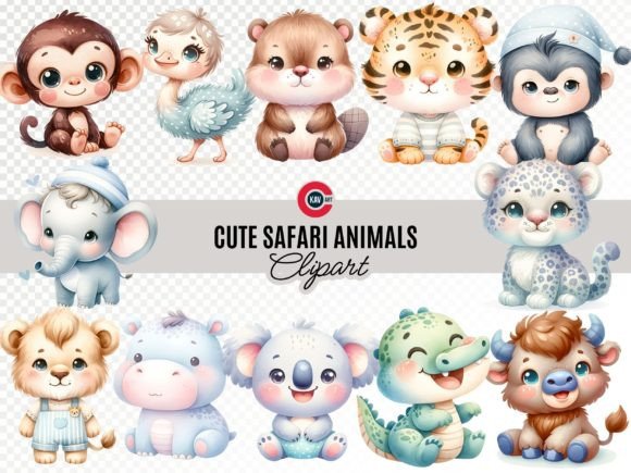 Download Cute Safari Animals Clipart Bundle - Safari animal Collection