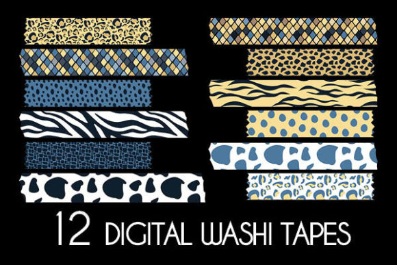 Download Blue Animal Prints Washi Tapes Pattern - Tape Collection