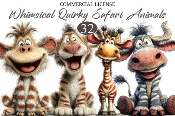 Download Whimsical Quirky Safari Animals Clipart - Safari animal Collection