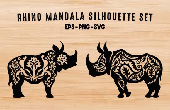 Download Rhino Mandala Vector Silhouette Clipart - Rhino Collection