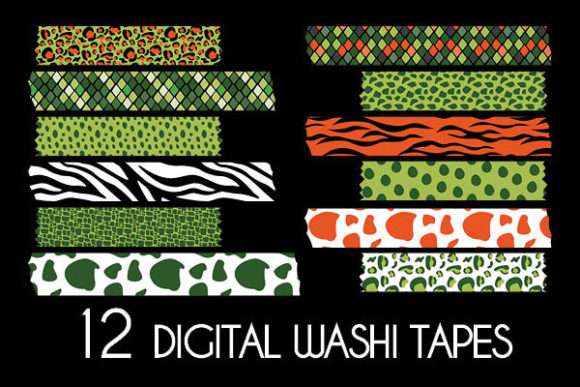 Download Green Orange Animal Prints Washi Tapes - Tape Collection