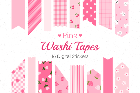 Download Digital Washi Tape Pink Set - Tape Collection