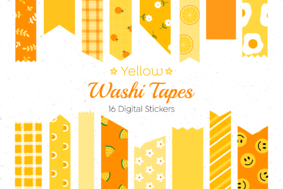 Download Digital Washi Tape Yellow Set - Tape Collection