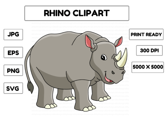 Download Rhino Animal Cartoon Colored Clipart - Rhino Collection