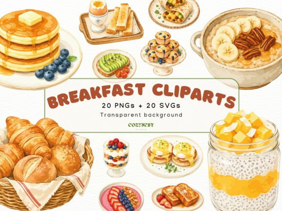 Download Breakfast Watercolor Cliparts, Food PNG - Cliparts Collection