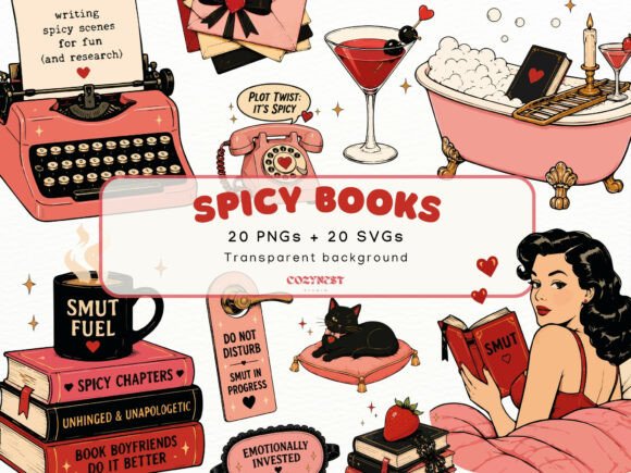 Download Spicy Book Lover Retro Cliparts, Romance - Cliparts Collection