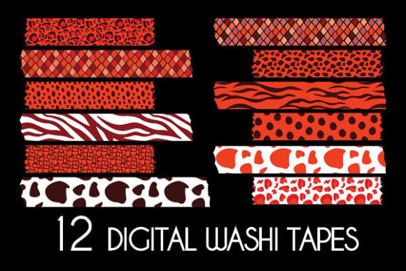 Download Red Animal Prints Washi Tapes Pattern - Tape Collection