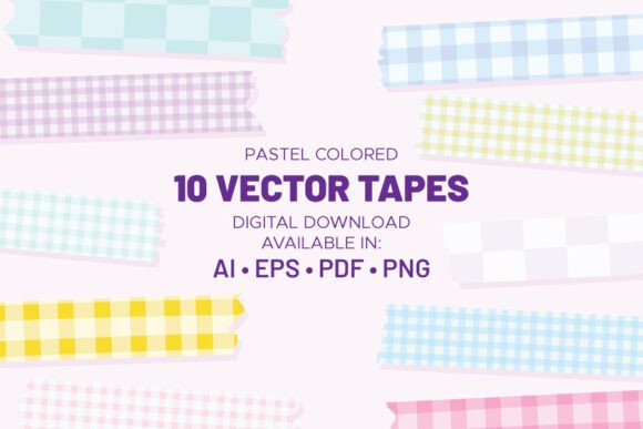 Download Pastel Colored Digital Washi Tape - Tape Collection