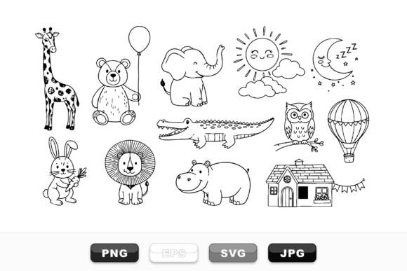 Download Cute Safari Animal Clipart Set - Safari animal Collection