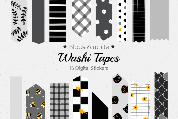 Download Digital Washi Tape Monochrome Set - Tape Collection