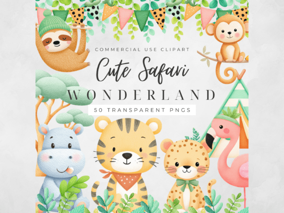 Download Safari Animals Clipart Watercolor PNG - Safari animal Collection
