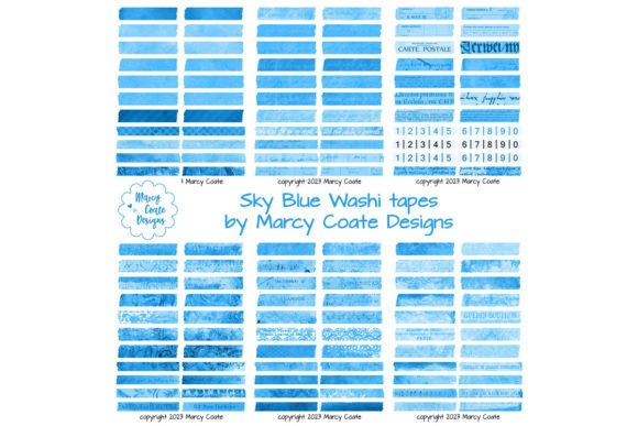 Download Sky Blue Digital Washi Tape Printable - Tape Collection
