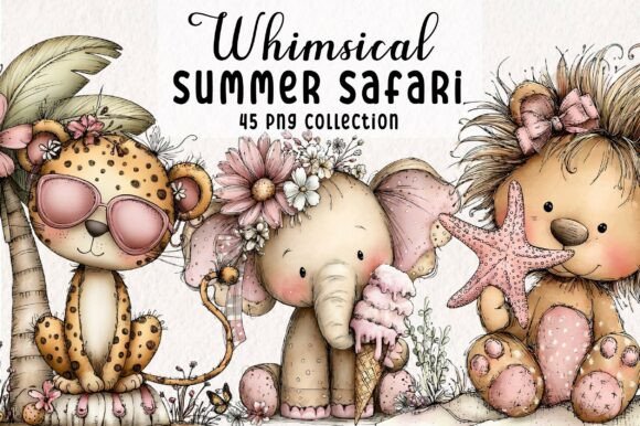 Download Whimsical Summer Safari Animals Clipart - Safari animal Collection