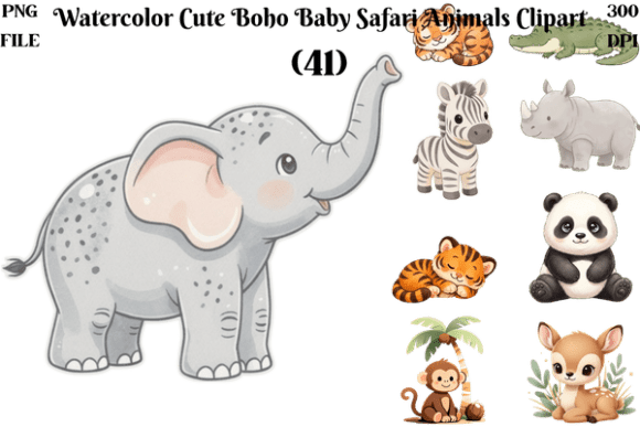 Download .Watercolor Cute Boho Baby Safari Animal - Safari animal Collection