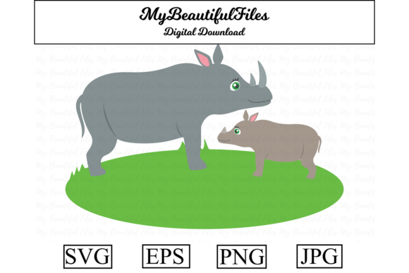Download Rhino Mom and Kid Clipart Illustration - Rhino Collection