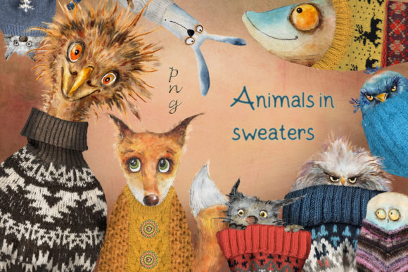 Download Illustrations of Animals in Sweaters - Animals in sweaters Collection