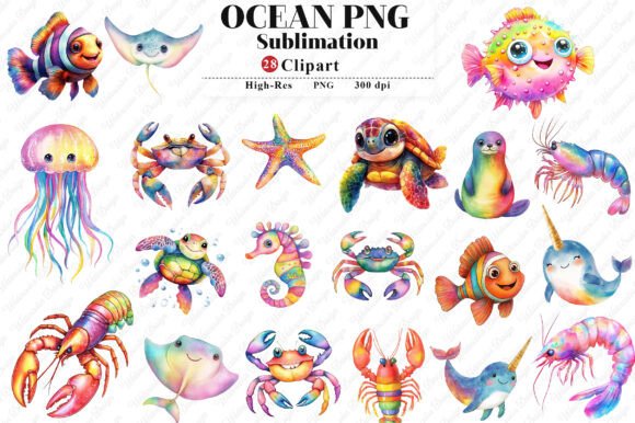 Download Watercolor Ocean Clipart Bundle - Ocean clipart Collection