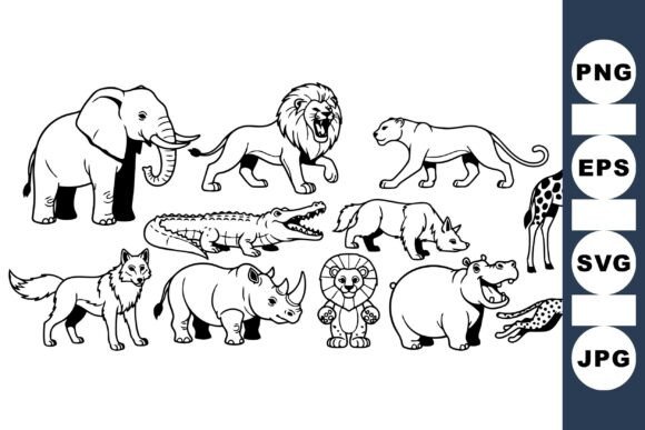 Download Wild Safari Animal Clipart Set - Safari animal Collection