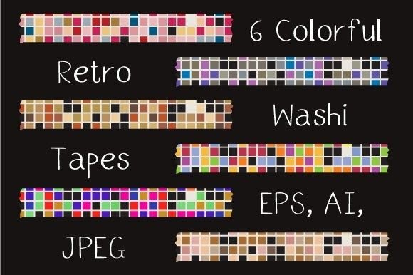 Download Colorful Retro Blocks Washi Tapes - Tape Collection