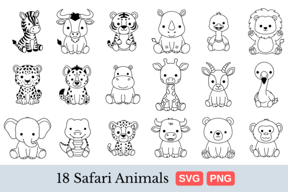 Download Cute Safari Animals SVG Bundle - Safari animal Collection