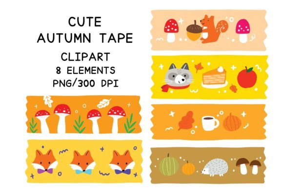 Download Cartoon Cute Autumn Tape Clipart. - Tape Collection